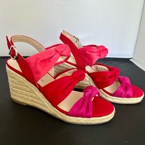 NEW Life Stride Ombre Espadrille Wedges - red & pink size 7